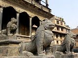 Kathmandu Patan Durbar Square 13 Krishna Mandir Is Guarded By Two Griffins and Two Lions 